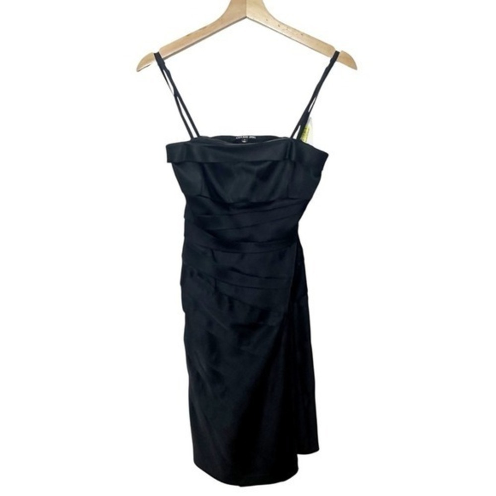 Gianni Bini NWT Black Satin Ruched Strapless Cocktail Dress Women's Size 0 Party - Picture 4 of 11